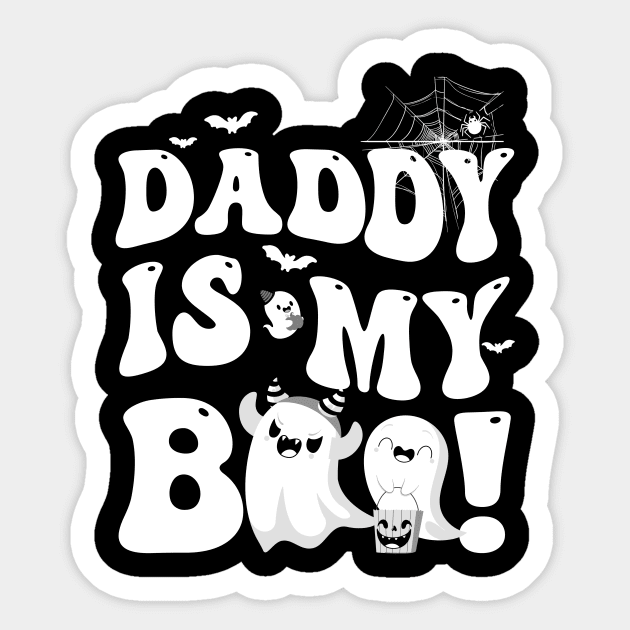 Groovy Daddy Is My Boo Halloween For Boys Girls Kids Youth Sticker by James Green